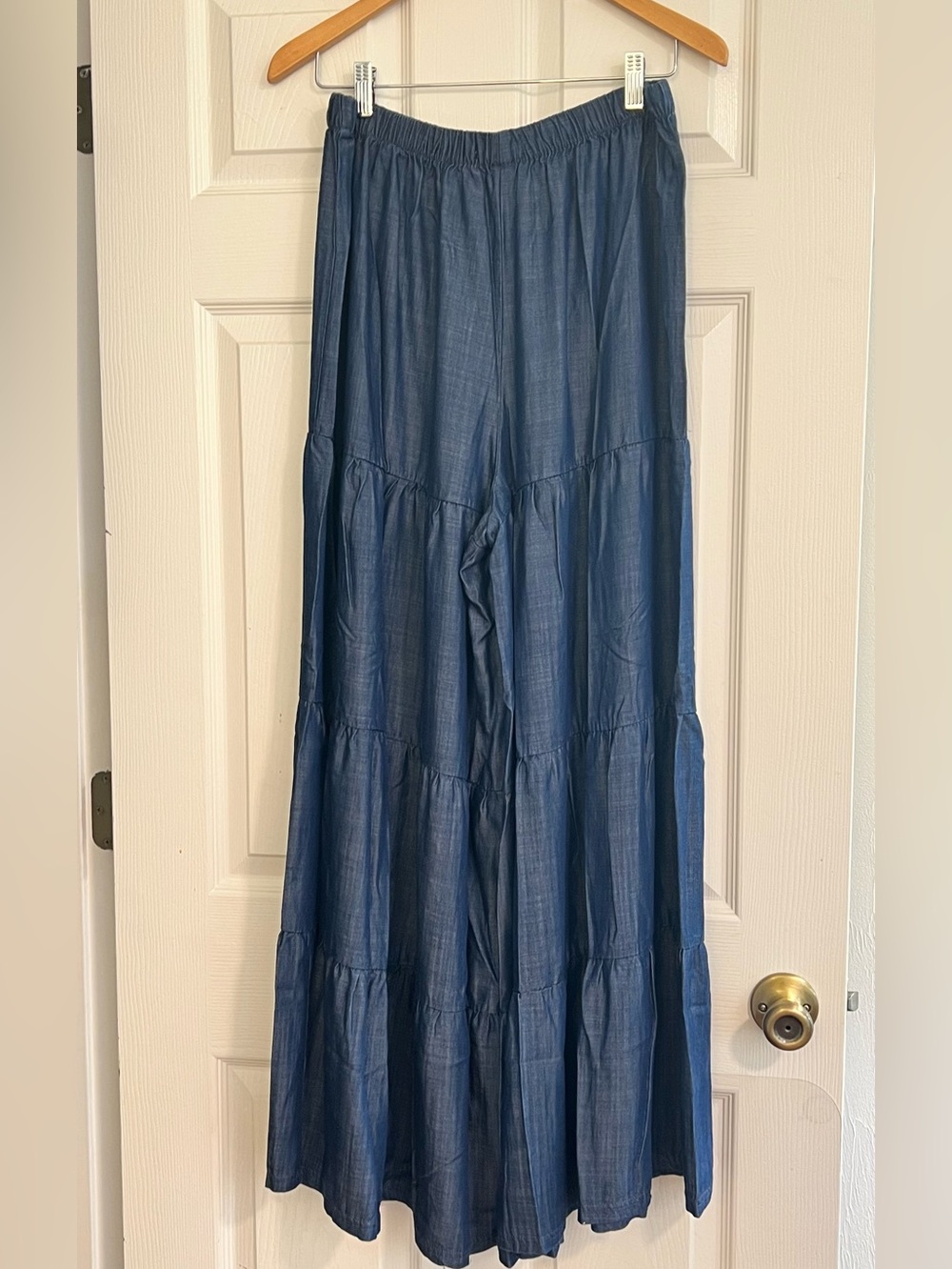 NATURAL LIFE Blue Tiered Wide-Leg Pants - Picture 3 of 4